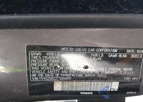 2007 Volvo Xc70 2.5T из США, поврежденный, VIN YV4SZ592271264919